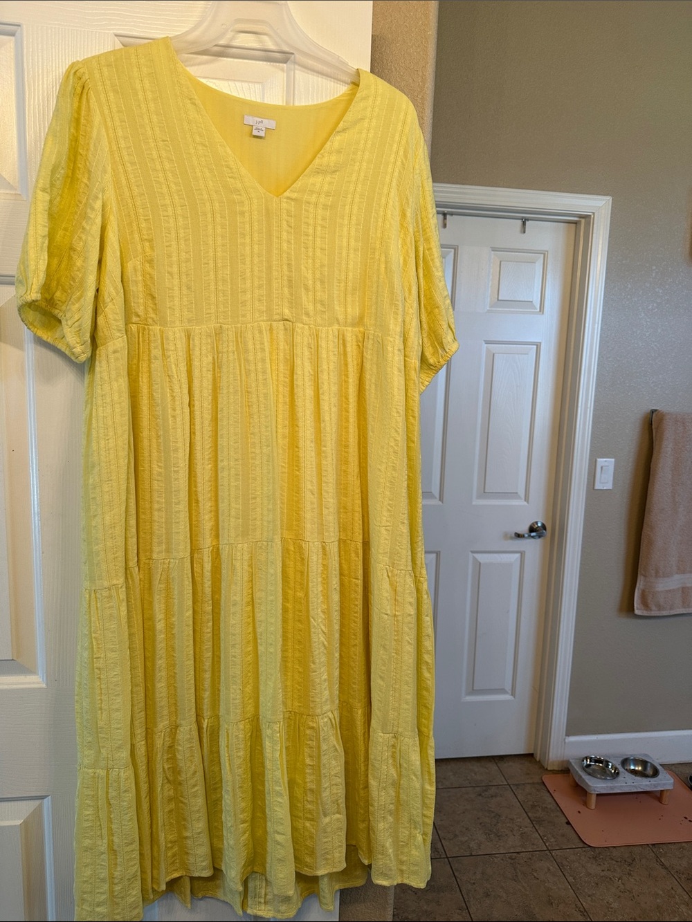 J. Jill Bright Yellow Tiered V-Neck Midi Dress